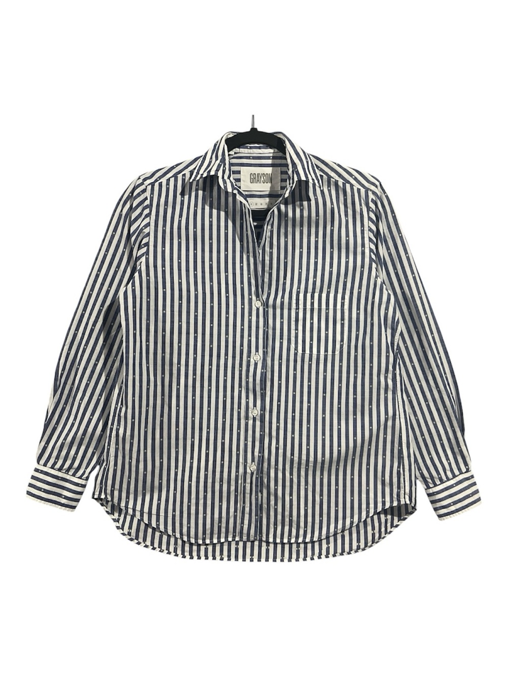 Grayson Frank & Eileen The Hero Shirt Womens 01 XS White Blue Strip Button Front